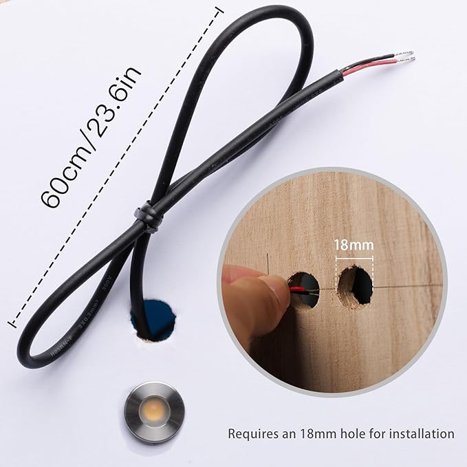 201 Mini Underground Lamp 1W DC12V IP67 Low-Voltage Recessed Type Stainless Steel 304 Cover Suitable for Outdoor Grounds Decks Squares Parks Courtyards (3000K 6P-B)