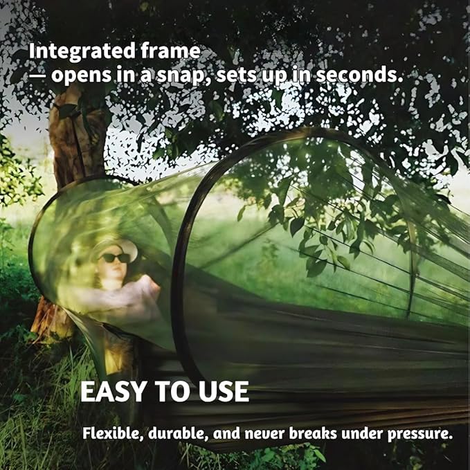Camping Hammock with Mosquito Net Lightweight Double Hammock for 2 Person 210T Parachute Nylon Portable Sleeping Hammock with Tree Straps &amp Aluminum Carabiners for Hiking Backpacking Outdoor Tr