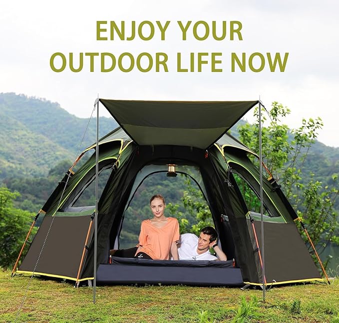 Camping Tent with Instant Setup 2/3 Person Weatherproof Easy Quick Set Up in 60 Seconds with Rainfly Backpack Tent for Family Camping &amp Hiking Upgraded VentilationCenter Height 66-inch