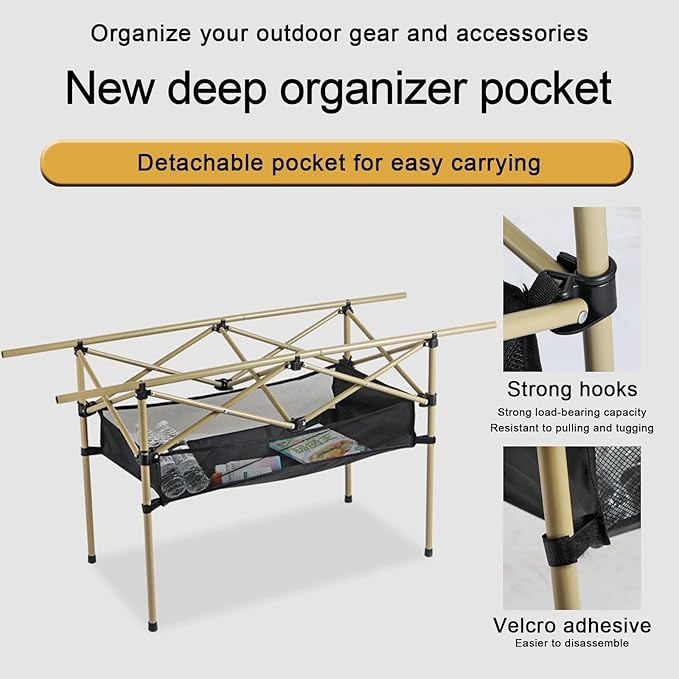Portable Foldable Camping Table Lightweight Aluminium Alloy Rolling Design Ideal for Camping Picnics BBQs and Parties Available in 3 Sizes Log Colour 47.2X2.