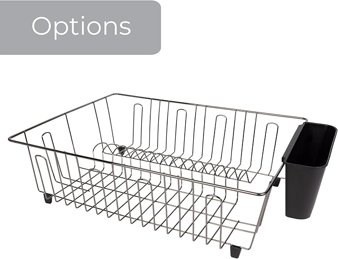 Large Wire Dish Rack Black/Chrome - 17.5 x 13.7 x 5.5