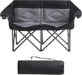 Foldable Double Camping Chair Heavy Duty 800 LBS Capacity with 2 Cup Holders &amp Side Pocket for Outdoor Camping Picnic (Black 1 PCS)