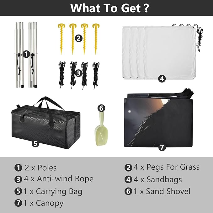 Black Cat MoonCamping Sun Shelters 9.2 x 10.5 FT Beach Canopy Tent Sun Shade with Carrying Bag for Camping Trips Fishing Backyard Fun or Picnics 21340555