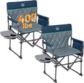TIMBER RIDGE 2 Pack Camping Directors Chairs with Side Table Pockets Portable Folding Heavy Duty Lawn Chair for Outdoor Fishing Trip Picnic Concert 400lbs Blue