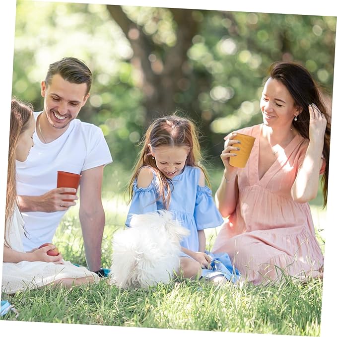 BESPORTBLE Lightweight Portable Wheat Straw Tableware with Soup Bowl Dish Plate Cup Cutlery Fork Spoon Chopsticks Smooth Edges Safe Outdoor Dinnerware for Camping Picnic Hiking Beach Bbq