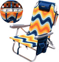 SUNNYFEEL Low Beach Chair 5 Position Lay Flat Portable Folding Backpack Beach Chairs Heavy Duty with Cooler Bag Cup Holder for Outdoor/Lawn/Trip/Picnic/Fishing Foldable Camping Chair