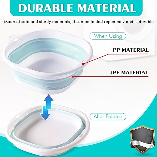 Collapsible Basin 3 Set Foldable Wash Basin Plastic Laundry Tub Space Saving Wash Tub for Dish Fruit Camping Laundry Hiking &amp Home (Blue)