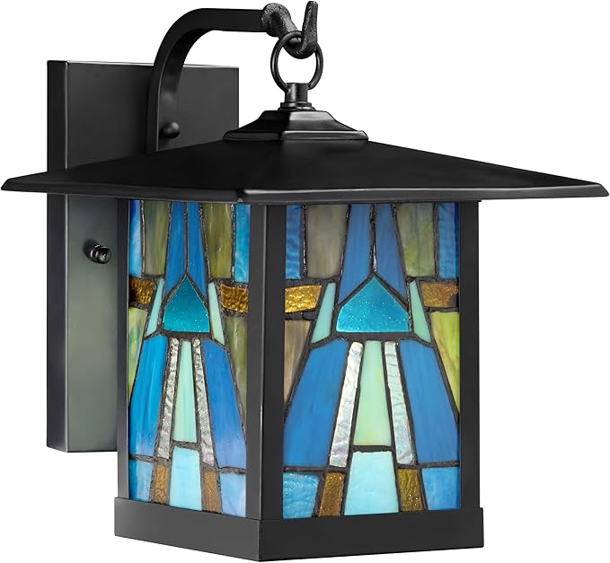RIVER OF GOODS - 11.75 1-Light Aqua Mission Style Outdoor Wall Lantern Sconce