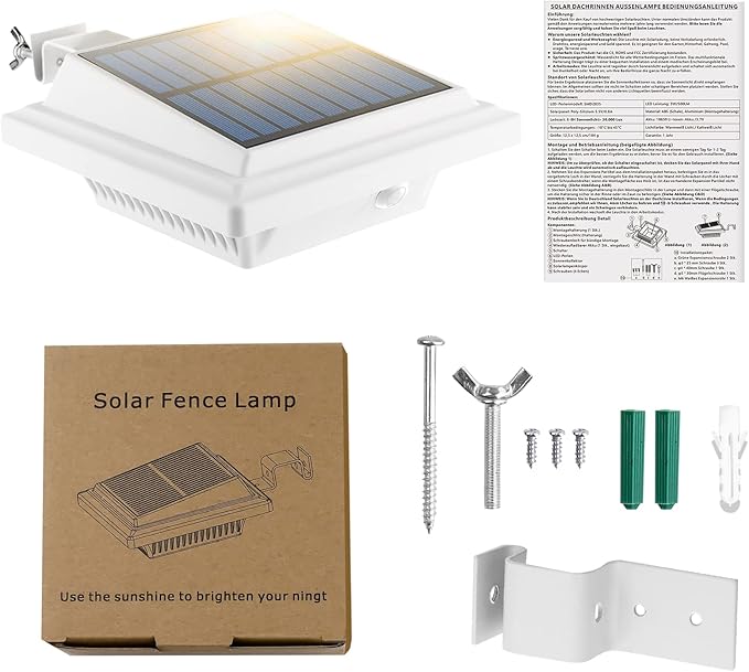 UniqueFire Outdoor Solar Fence Lights - 40 LED Outdoor Security Lights for Eaves Garden Landscape &amp Walkway (2PCS Cool White Waterproof)