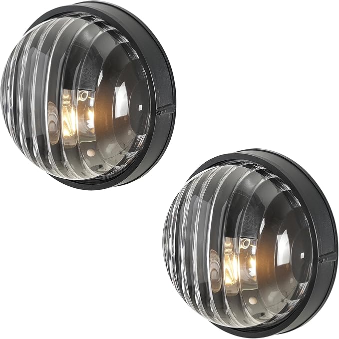 10 Inch Bulkhead Light Aluminum Sauna Light with Thickened Clear Glass Waterproof Outdoor Bulkhead Wall Light for Porch Basement Balcony E26 Socket 2-Pack