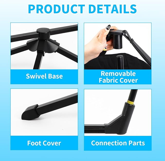 FAHKNS Hammock Camping Chair 360° Swivel Chair with Adjustable Backrest Foldable and Lightweight Chair Used for Office Work Picnic Hiking Portable Bag
