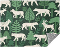 Blanket For Living Room Jungle Animal Fox Green White Teen Throw Blanket 50 x 70 Inch