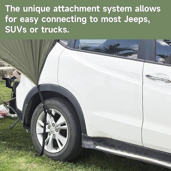 SANLIKE Car Awning Camping Tailgate Tent Car Tent Tarp with Adjustable Tent Poles Tailgate Awning Waterproof Portable Tarp Multifunctional Sun Shelter for SUV Jeep Truck Outdoor Canopy