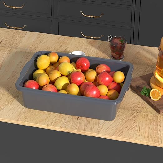 13 L Plastic Commercial Bus Tubs Restaurant Bus Tub Tote Box 4 Packs Gray