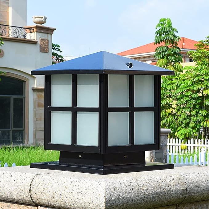 SLAWA Outdoor Post Lights Fixture Modern Yard Entry Outdoor Column Lights with Aluminum Housing Patio Pillar Lights Outdoor with Tempered Glass IP65 Waterproof