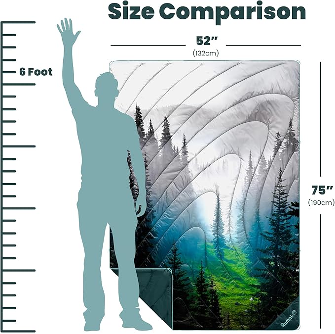 Rumpl Original Puffy Blanket - Warm Water-Resistant Camping Blanket with 100% Recycled Synthetic Insulation 52x75 Original Puffy V2 Olympic Fog