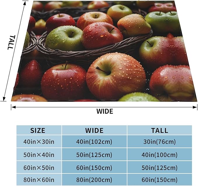 A Basket Fruits 60x50 Printed Soft Fleece Blanket for Sofa Bed and Camping - Cozy Blanket for Travel Picnics Nighttime Use