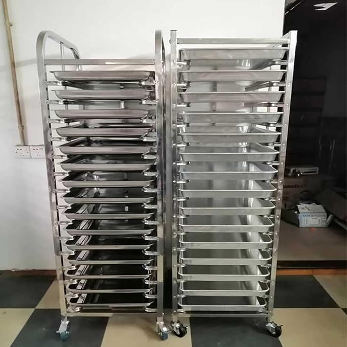 Quick Rack for Baking PansCommercial Aluminum Bread Rack with Wheels - 15-Layer Bakery Storage for Restaurants &amp Food Service (155x65x47cm) - Heavy-Duty Space-Saving Design