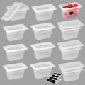 12 Pack 1/9 Size 4'' Deep Plastic Food Pans with Lids Translucent Commercial BPA-free Stackable Storage for Restaurants Buffets