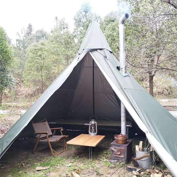 WINTENT 4 Season Waterproof Teepee Tent Yurt with Stove Jack for Adult Camping Hiking Height 7.8FT/240CM