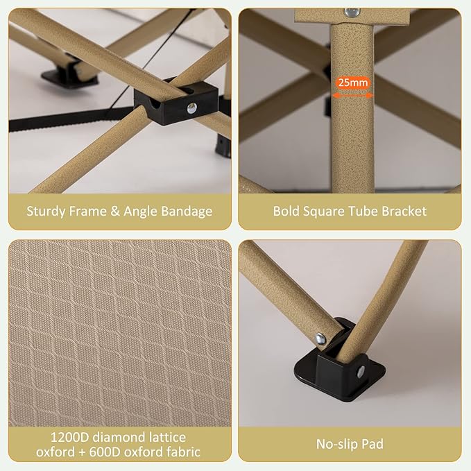 2 Pack Wide Folding Camping Cots with Pillow &amp Extra Thick 3 Inch Matress Cots for Sleeping 900 LBS Camping Bed for Adults with Cushion Sleeping Cot (Cream)