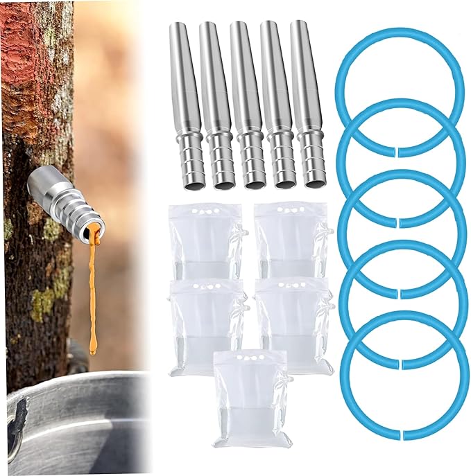 15Pcs/Set Maple Syrup Tapping Kit Complete Leakproof Tree Tapping Kit Maple Syrup Taps with Bags Tubing &amp Brush for Family &amp Kids for Home