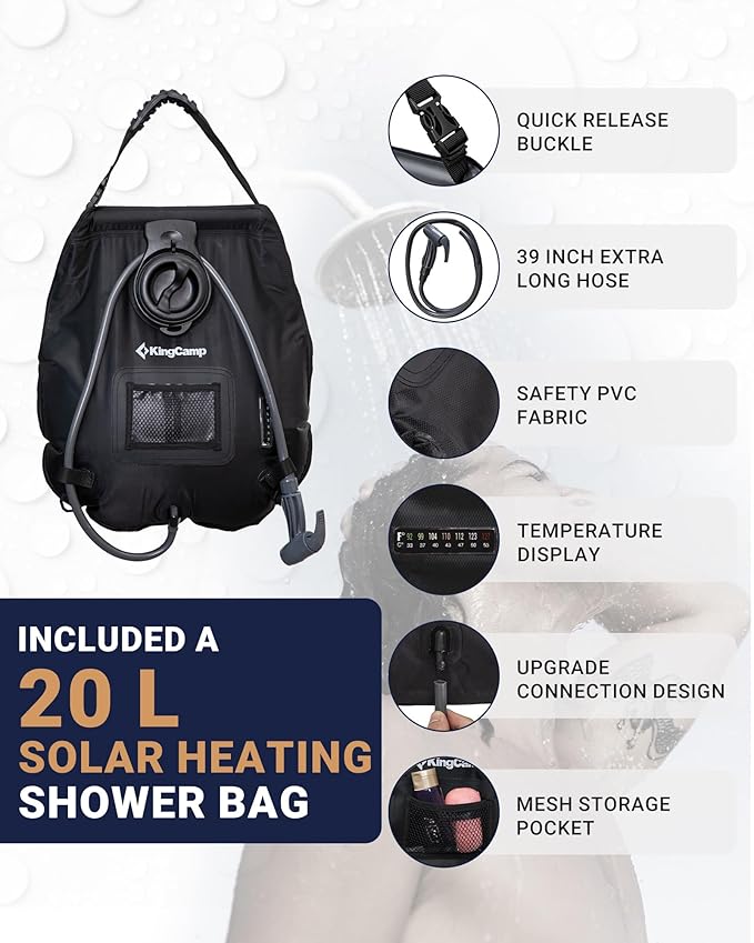 KingCamp Camping Shower Tent Portable Outdoor Privacy Toilet &amp Changing Tent Windproof &amp Waterproof Easy Setup 1 or 2 Room Shelter with Shower Bag for Camping Hiking Beach