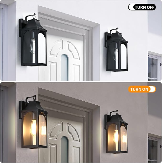 13 Outdoor Wall Light FixturesMatte Black Exterior Light Fixture with Clear Glass LampshadeAnti-Rust Waterproof Outdoor Sconce Lights Porch Lights for EntrywayPatioGarage