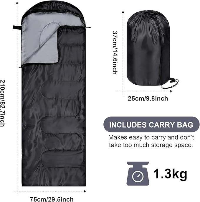 Tudomro Camping Sleeping Bag for Adults Lightweight Packable Waterproof Camping Gear Equipment to Keep Warm for Outdoor Backpacking Hiking Travel