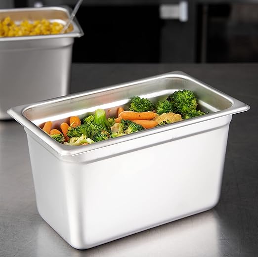 Carlisle FoodService Products Durapan Stainless Steel Pan 1/4 Size Hotel Pan for Catering Buffets Restaurants Stainless Steel 6 Inches Deep Silver (Pack of 6)