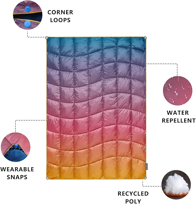 Camping Blanket Puffy Blanket Lightweight Windproof Water Resistant for OutdoorsHiking BackpackingBeachCarPicnicStadium