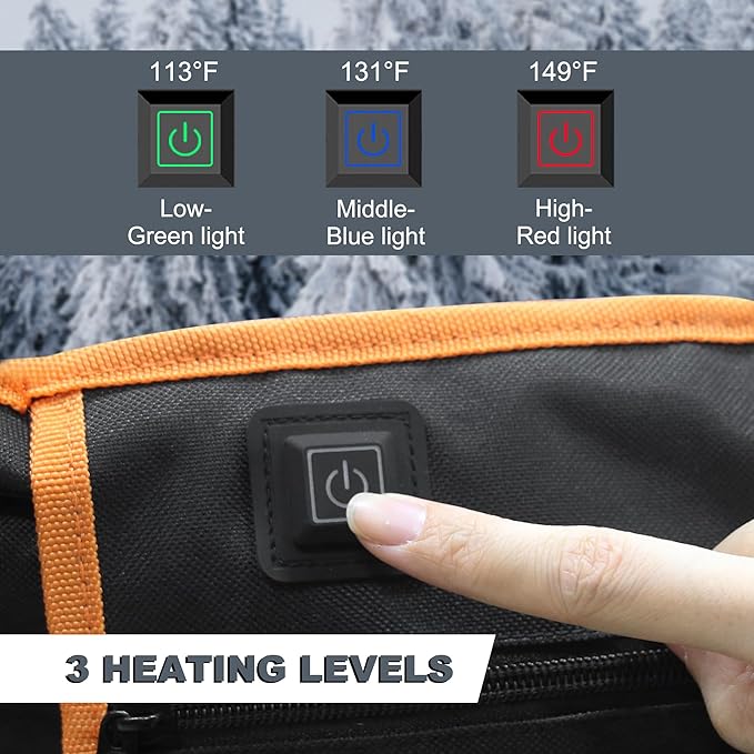 Oversized Heated Camping Chair for Adults(No Power Bank) Heavy Duty Camping ChairsHeated Chairs Outdoor SportsW/3 Control Levels for Back &amp Seat(Grey)