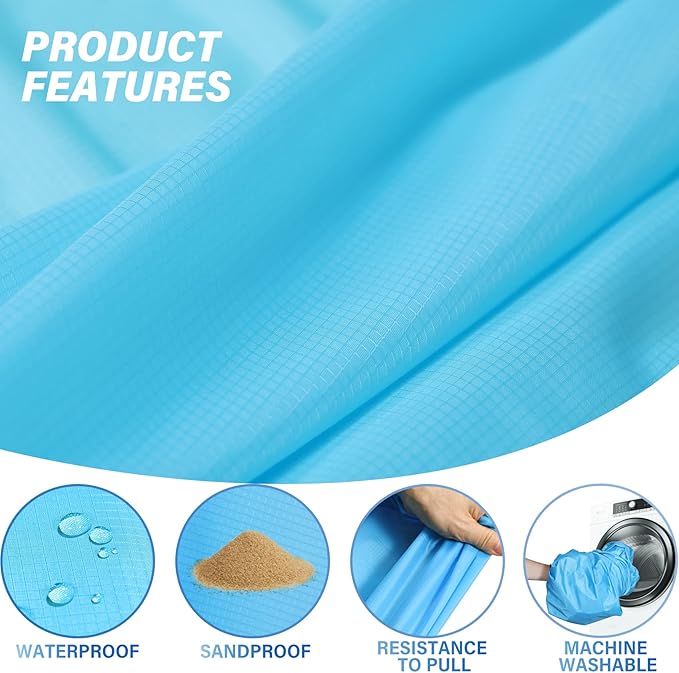 Beach Blanket Oversized Extra Large 10'X 9'Waterproof Sandproof Beach Blanket 2-8 Adults Lightweight Durable for Travel Camping Hiking Picnic (10'X 9' Orange&ampBlue)