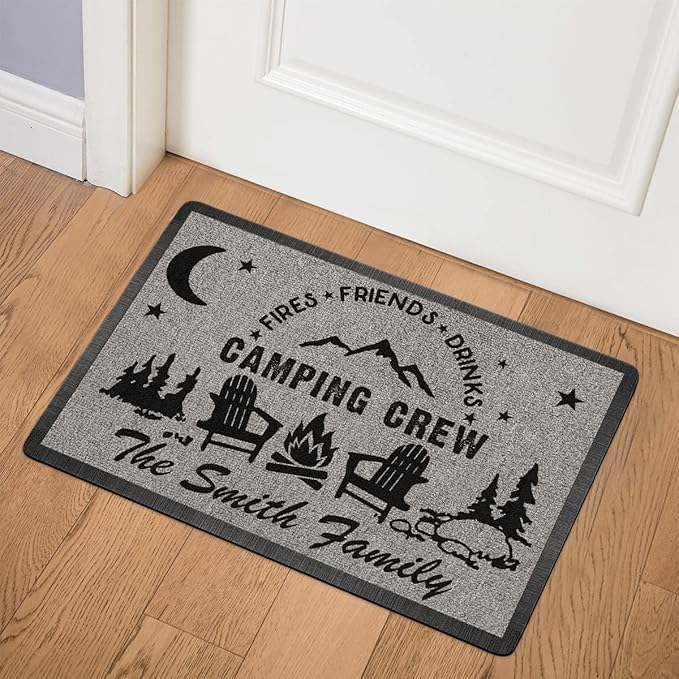 Personalized Welcome To Our Campsite Doormat - Custom Text &amp Family Name Camping Because Therapy is Expensive Door Mat RV Accessories for Inside Outside Camper Decorations Welcome Motorhome Gift