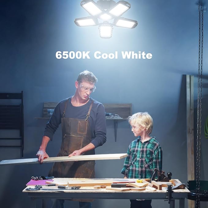 [Upgraded] DooVii 2-Pack LED Garage Light400 Watt Equivalent 6500KCool Daylight White LED Area LightE26/E27 Medium Basefor Outdoor Factory Warehouse Barn Backyard and MoreSuper Bright