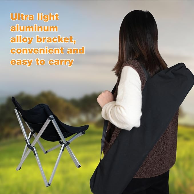Lightweight Folding Camping Chair - Portable Outdoor Beach Chair 275lbs Capacity Extra Large Black