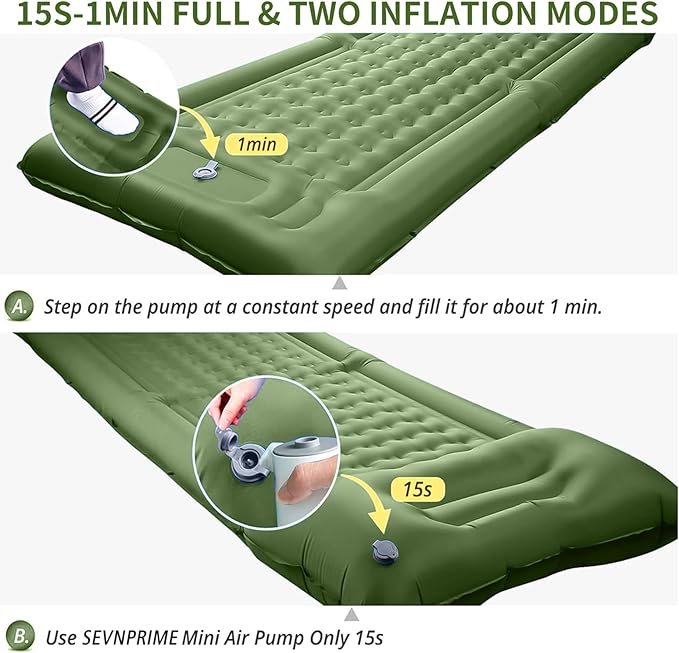 78in x 29in x 5in Camping Sleeping Pad Upgraded Durable Waterproof Compact Traveling Air Mattress Built-in Foot Pump Ultralight Inflatable Sleeping Mat for Backpacking Hiking