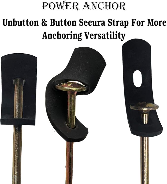 Keyfit Tools All Terrain Tent Stake (8 Pack) Screw in Tent Stake Ground Anchor with Secura Strap for Extreme Winds Secure Tarps Fish Houses Hunting Ground Blinds Camping Tent