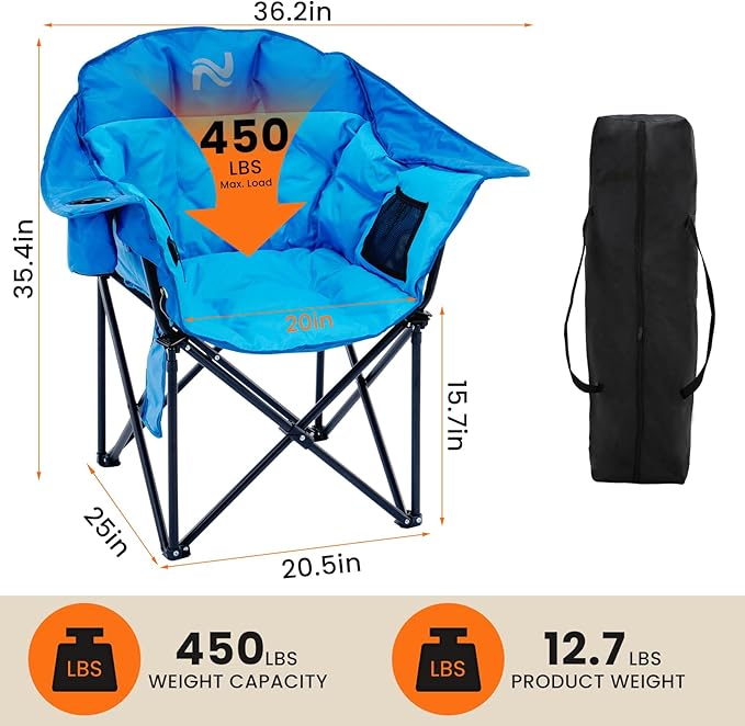 NAIZEA Heated Massage Camping ChairsHeated Outdoor Chair w/3 Heating Mode Oversized Heated Chair for Adults Heavy Duty Folding Camping Chairs for CampFishing Sports EventsNOT Included Battery