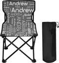 Sinestour Dark Gray Custom Folding Camping Chair for Teen Child Personalized Name 14.6×14.6in Portable Outdoor Chair with Carry Bag for Beach Picnic Travel