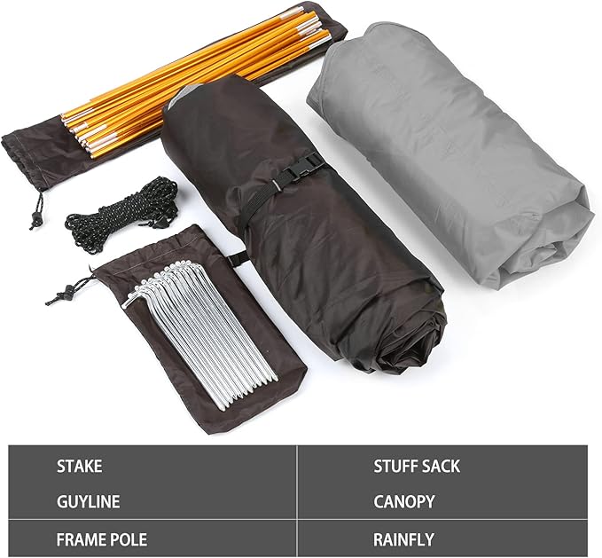 Bessport Camping Tent 1/2 Person Tent Waterproof Two Doors Backpacking Tent Easy Setup Lightweight for Outdoor Hiking Mountaineering Travel