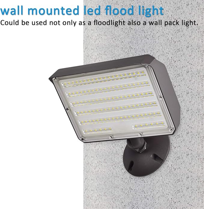 80W Outdoor LED Flood Light Dusk to Dawn 5000K 10400LM AC100-277V 800W HID EquivalentETL Listed IP65 Waterproof Knuckle Mount Floodlight with Plate for Yard Garage