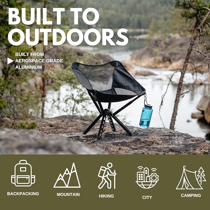 Campster2 Folding Camping Chair – Portable High Chair | 265 Lbs Capacity | Camping Essentials for Beach Hiking &amp Car Camping | Compact Outdoor Chair with Carry Bag | Comfortable &amp Durable (Bl