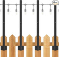 Suchtale 4 Pack 2.8 FT String Light Poles Suspension Outdoor Fence Post Lights with Clip and Bracket Outside String Lights Hanging Wall Mounting Stand for Patio Garden Backyard Wedding Party Black