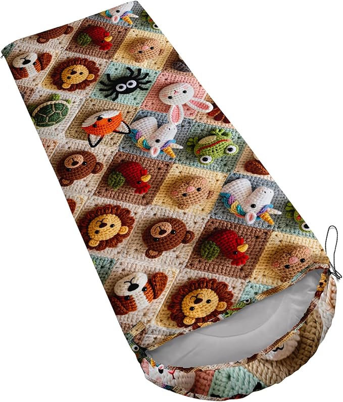 AILONEN Cartoon Camping Sleeping Bag for Boys Girls AdultsLightweight &amp Waterproof3 Season Warm &amp Cold WeatherPortablePrinted Sleeping BagTravelingCampingHiking
