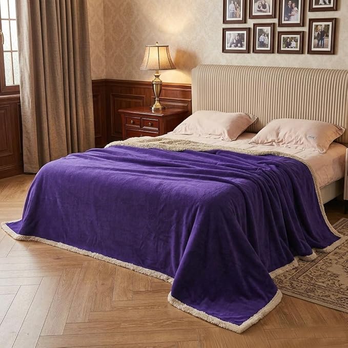 Catalonia Waterproof Bed Blanket Washable Leakproof Bed Cover Reversible Protector Blanket for Couch Sofa Stain Proof Blanket Pad for Adults 80X60 inches Purple