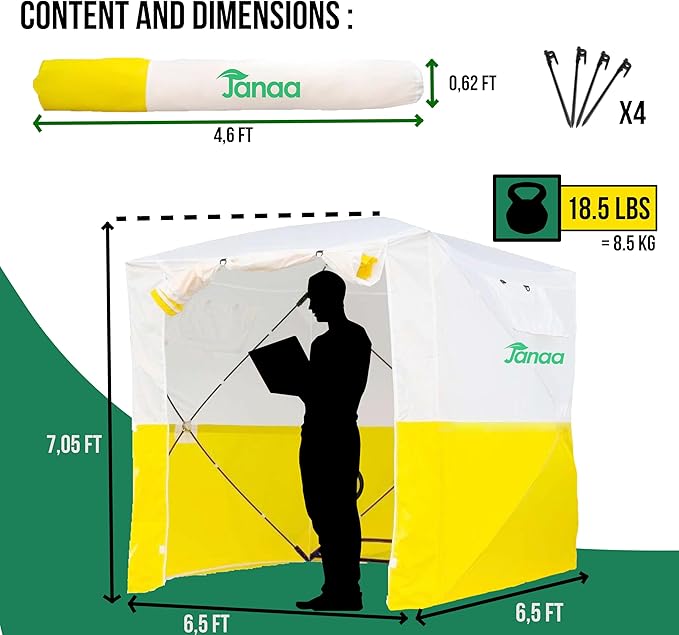 JAX3® Professional Work Tent | Pop Up | 62x62x7 Ft | Instant Quick and Easy Tool-Free Setup | Waterproof UV50+ | Splicing Commercial Tent Fiber Optic for Heavy-Duty Use