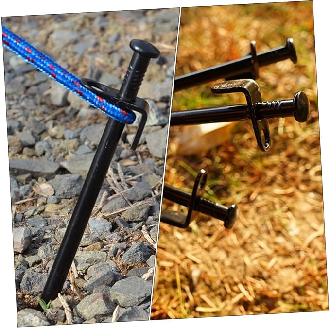 BESTonZON 6Pcs Heavy Duty Metal Tent Stakes Outdoor Ground Spikes for Camping Canopy and Awnings Durable Lightweight Easy to Drive and Remove for Support