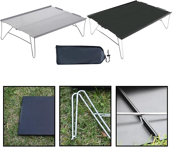 Foldable Camping Table Camping Table Portable Folding Camping Side Table Aluminum Tables Top Waterproof Travel Table Fold Up Lightweight Table