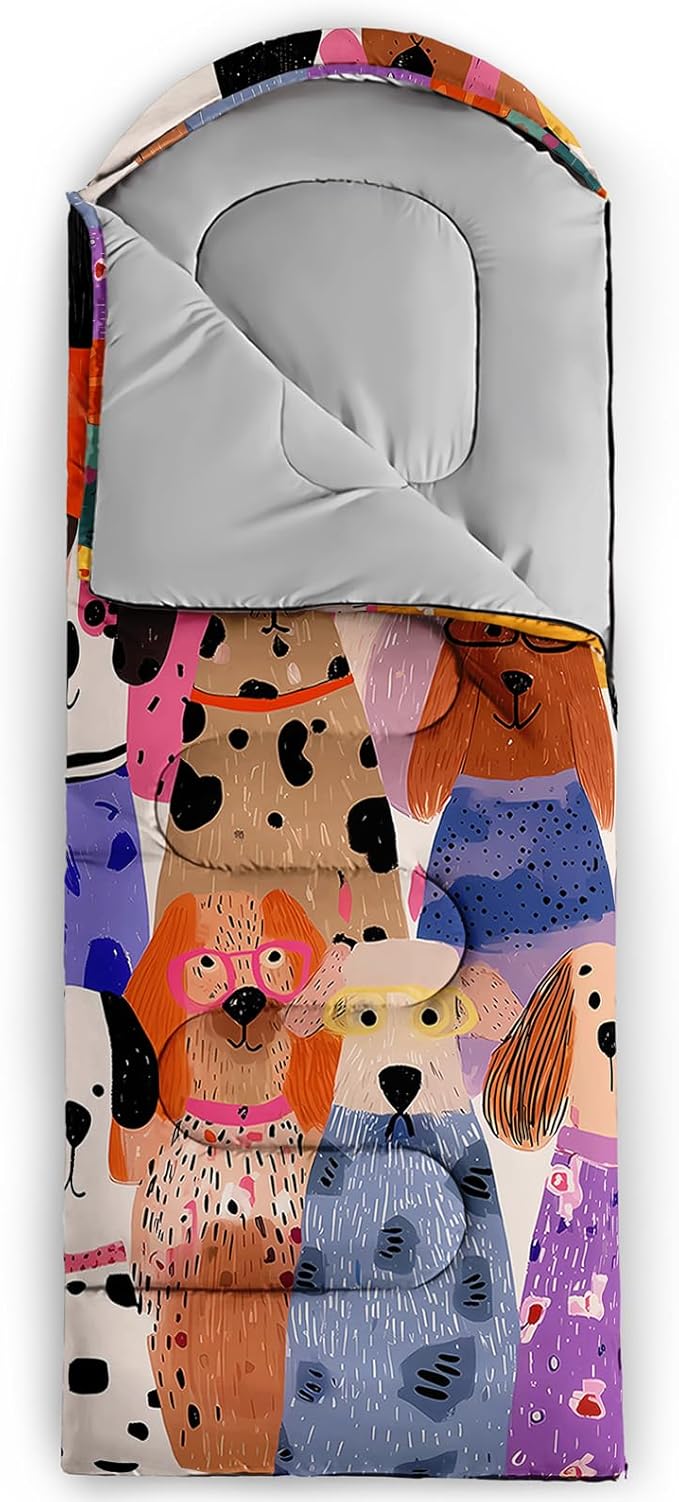 AILONEN Cartoon Camping Sleeping Bag for Boys Girls AdultsLightweight &amp Waterproof3 Season Warm &amp Cold WeatherPortablePrinted Sleeping BagTravelingCampingHiking